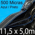 POLYLONA SUPER M: 11,5x5,0m PP/PE AZUL/PRETO 500 MICRAS com argolas "D" INOX a cada 50cm